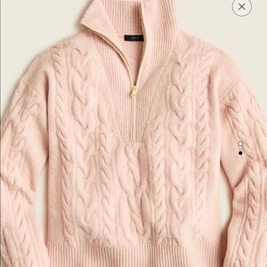 J Crew supersoft cable knit half zip pink